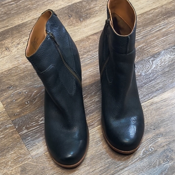 Kork-Ease Black Leather Ankle Booties with Wedge Heel - Picture 8 of 8